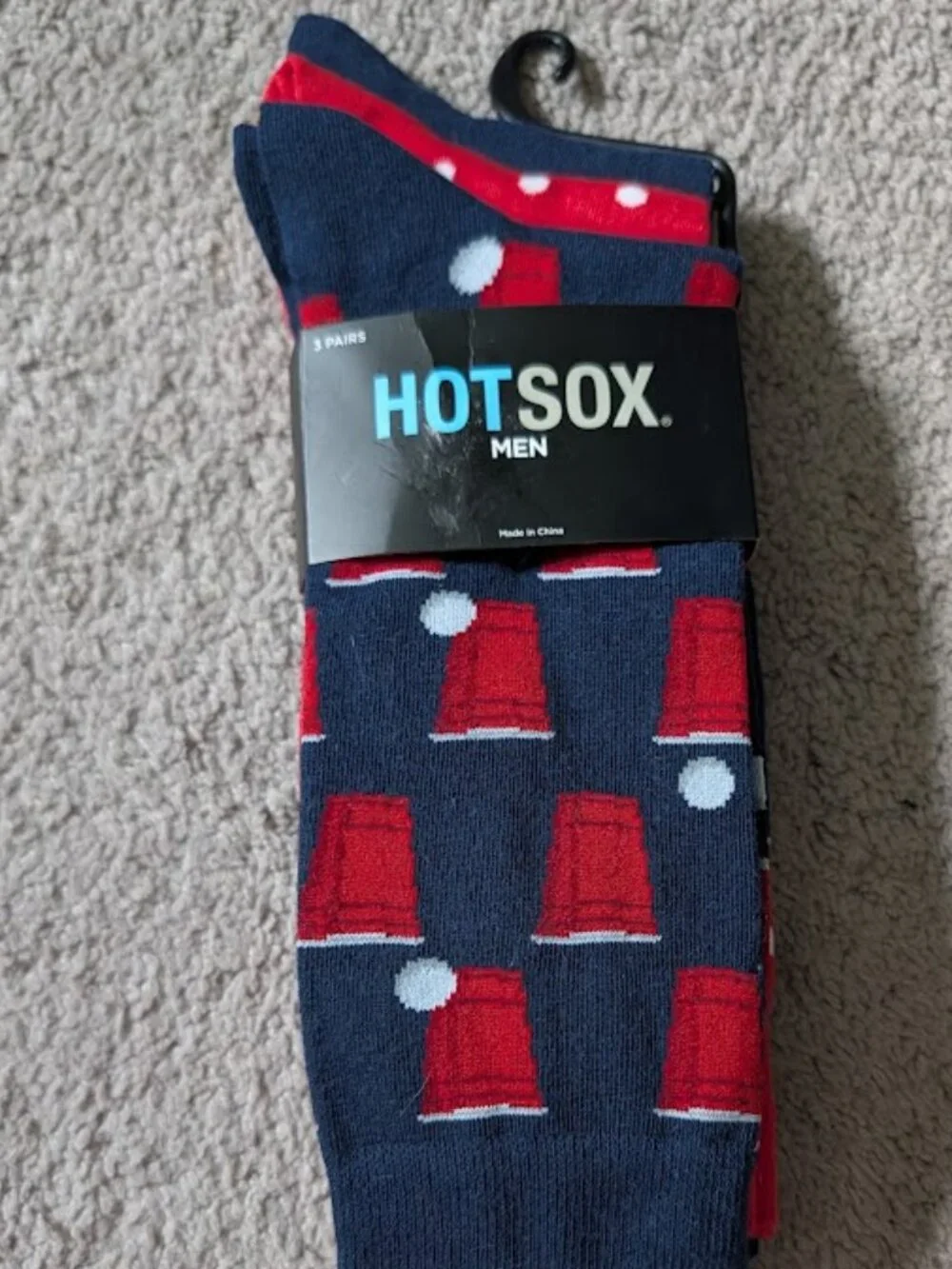 HOTSOX Men’s Socks – 3 Pairs – New- Red Solo Cups